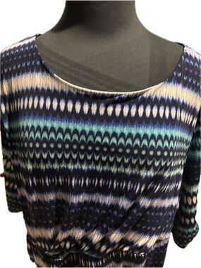 Dress Barn Navy, Aqua & Cream Patterned Midi Dress 22